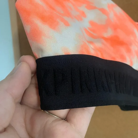 PINK Victoria's Secret Orange and Black Tie-Dye Sports Bra - Picture 2 of 4